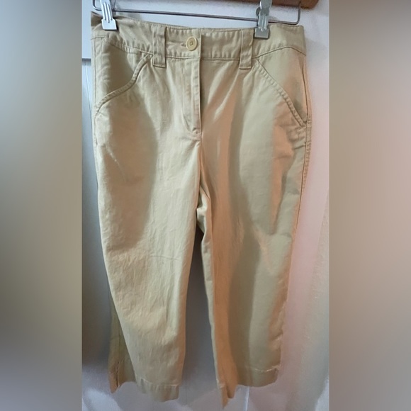 Talbots Khaki Wide Leg Cropped Chino Pants - Stretched - Picture 1 of 5